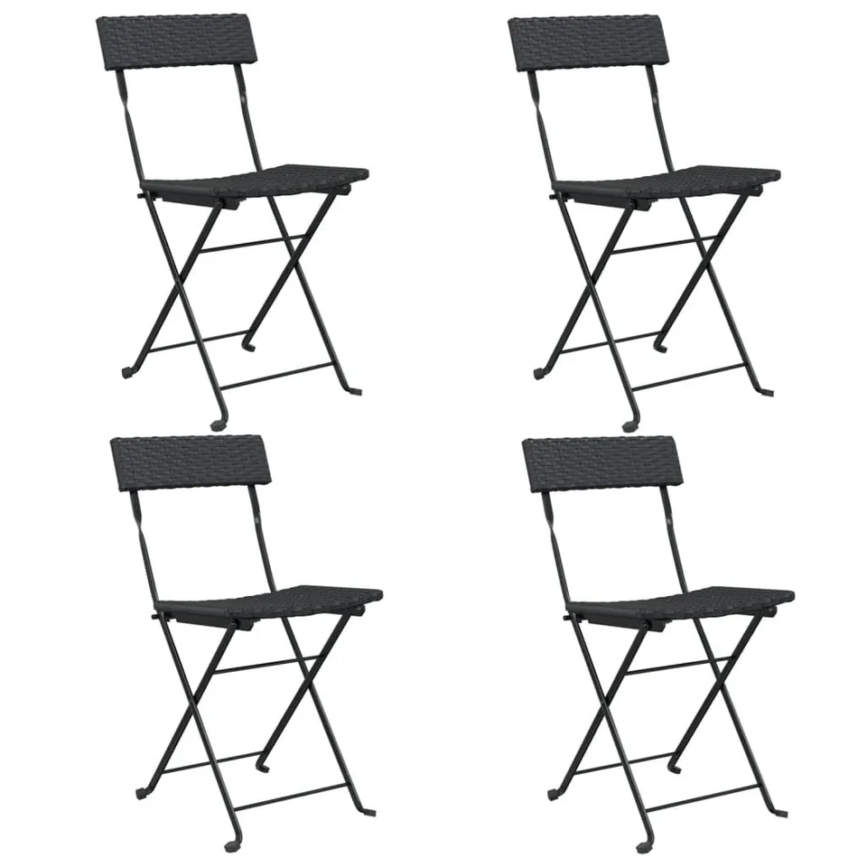 vidaXL Heim & Garten Klappstühle 4St Schwarz Rattan Stahl