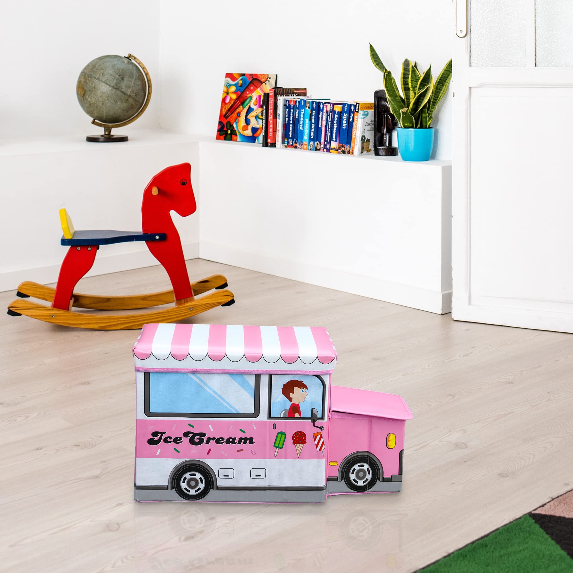 Intirilife Sitzhocker Sitzbank Eiswagen 55x31x26cm Kunstleder