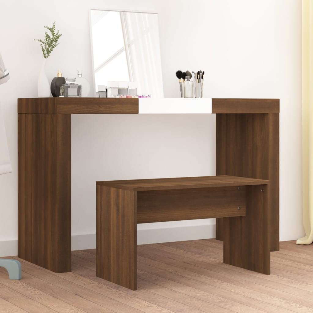 vidaXL Möbel Schminkhocker Braune Eiche 70x35x45cm Holzwerkstoff