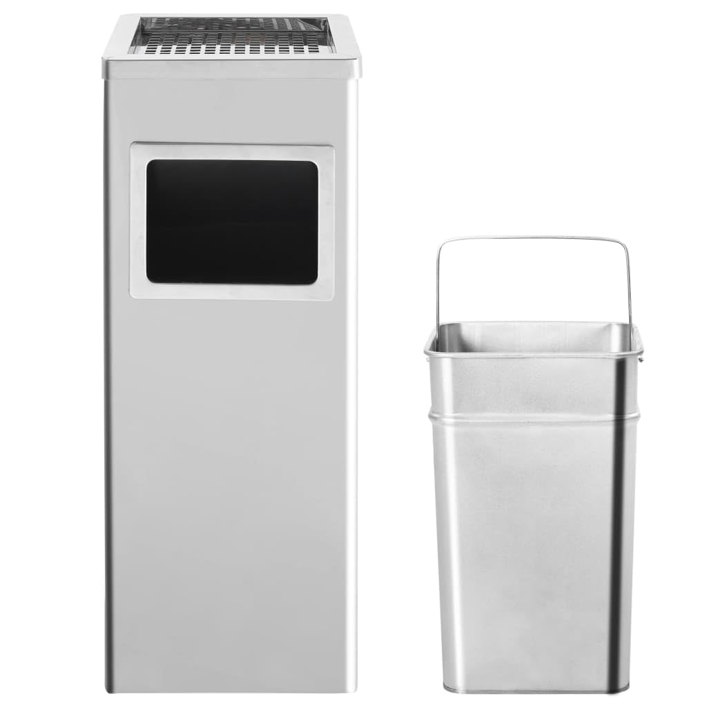 vidaXL Heim & Garten Mülleimer 36L Edelstahl Silber Ascher