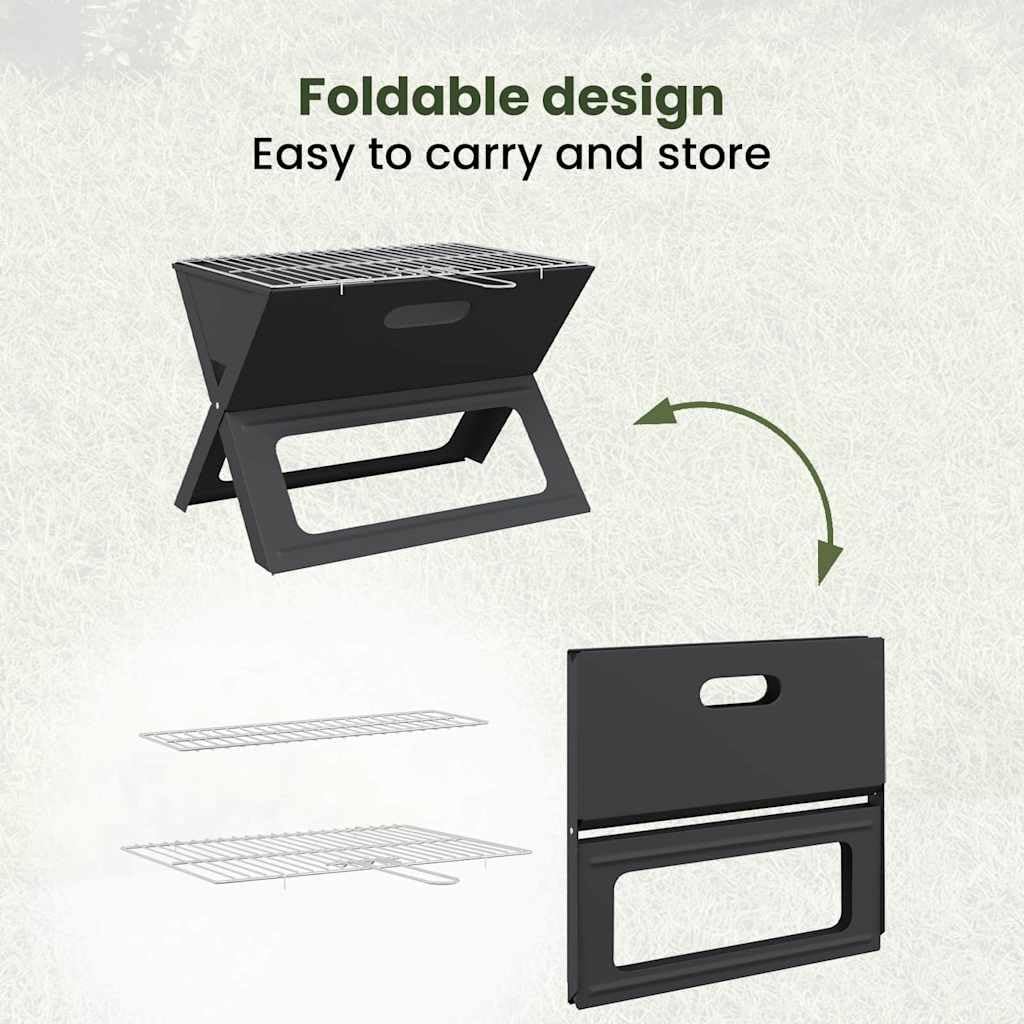vidaXL Outdoor Grill Schwarz 46x31x31 cm Stahl