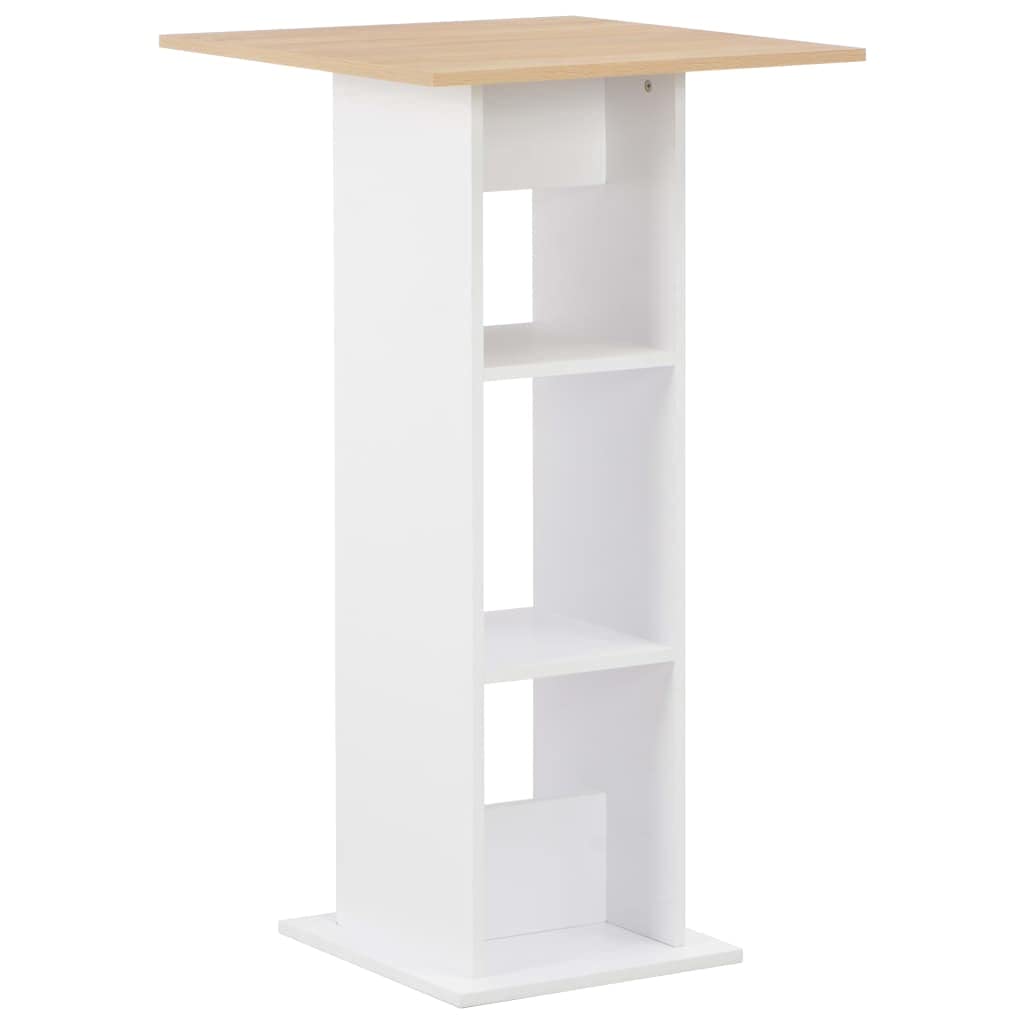vidaXL Bartisch Weiß 60x60x110 cm Holz Stehtisch mit Fächern