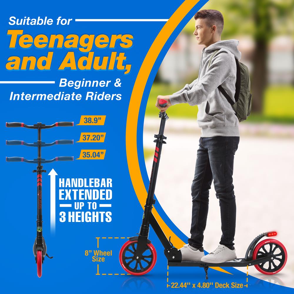 Serenelife Scooters Kick-Scooter Rot Klappbar 8 Zoll