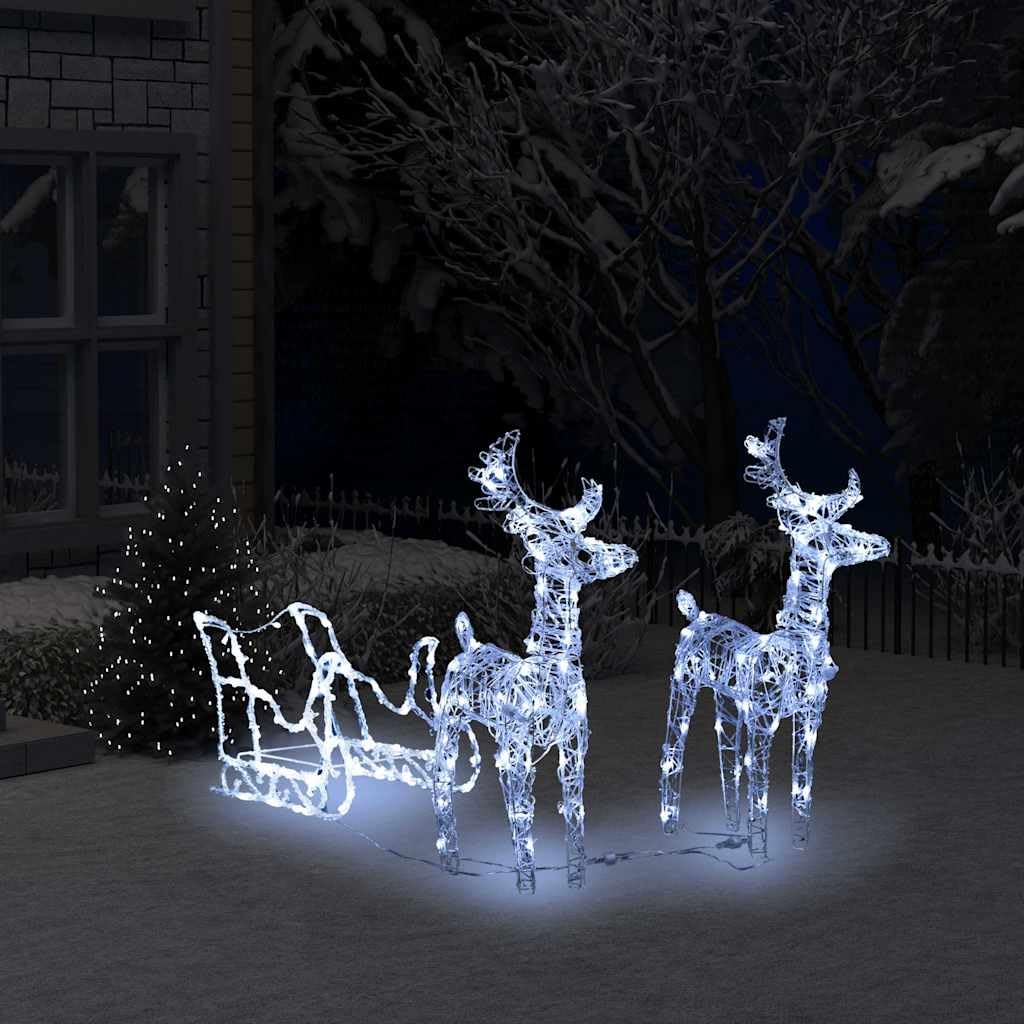 vidaXL Rentiere Schlitten Weihnachtsbeleuchtung Kaltweiß 160 LEDs