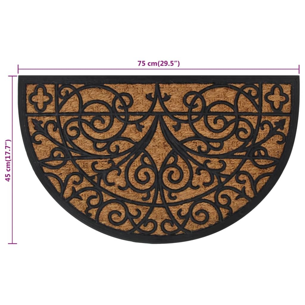 vidaXL Heim & Garten Fußmatte Halbrund 45x75 cm Kokos Gummi