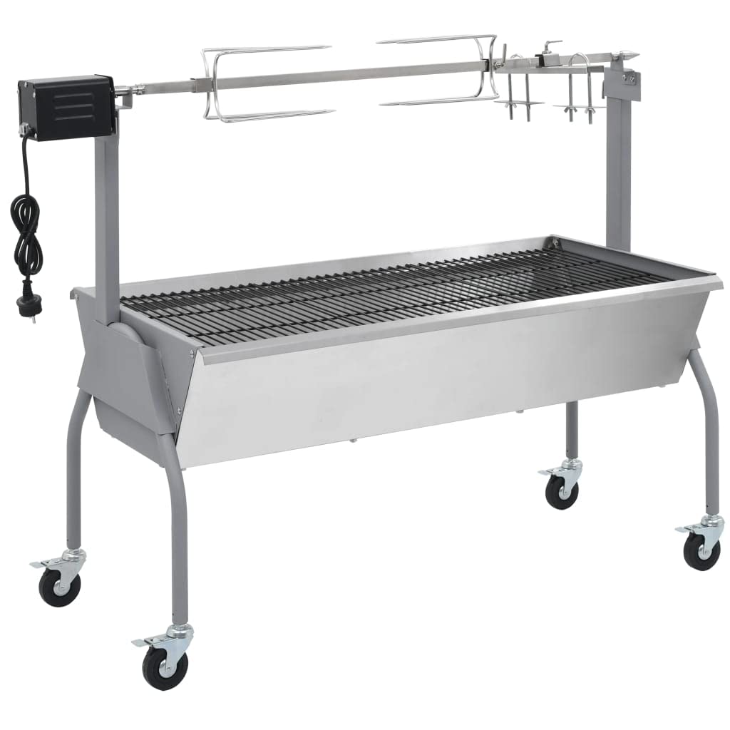 vidaXL Spanferkelgrill Metzgergrill Elektro Holzkohle Grau