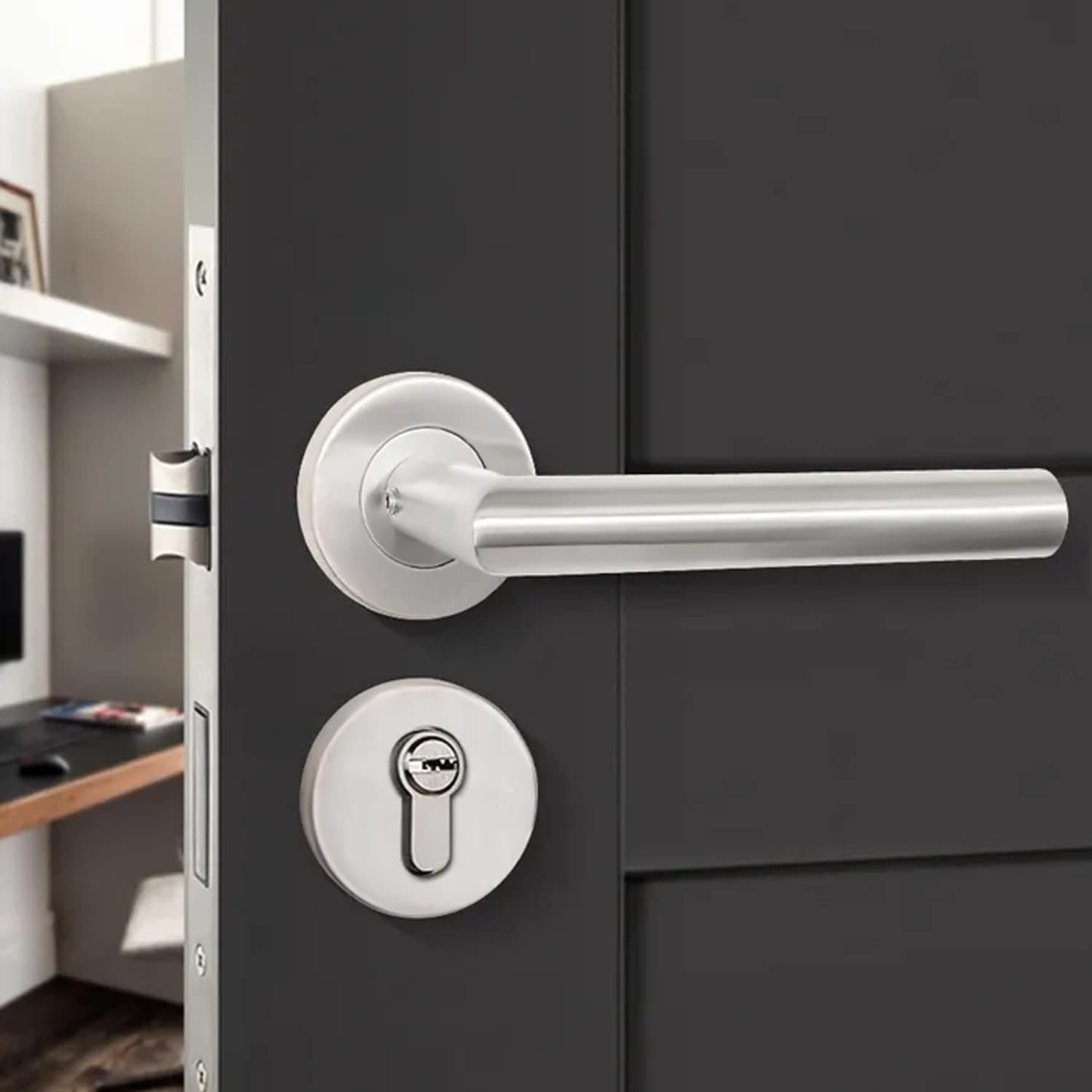 Intirilife Türklinken Set Edelstahl Silber für Innentüren