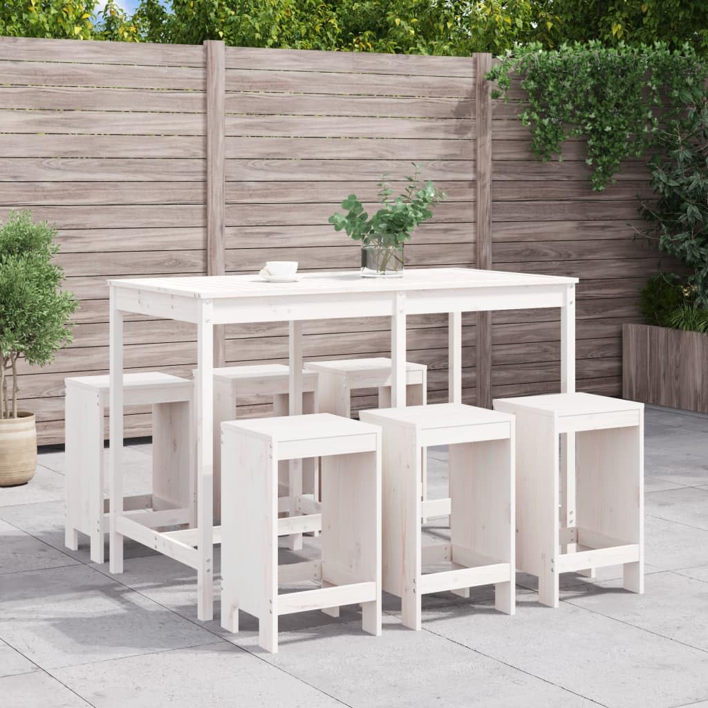 vidaXL Heim & Garten 7-tlg. Gartenbar-Set Holz Weiße Kiefer