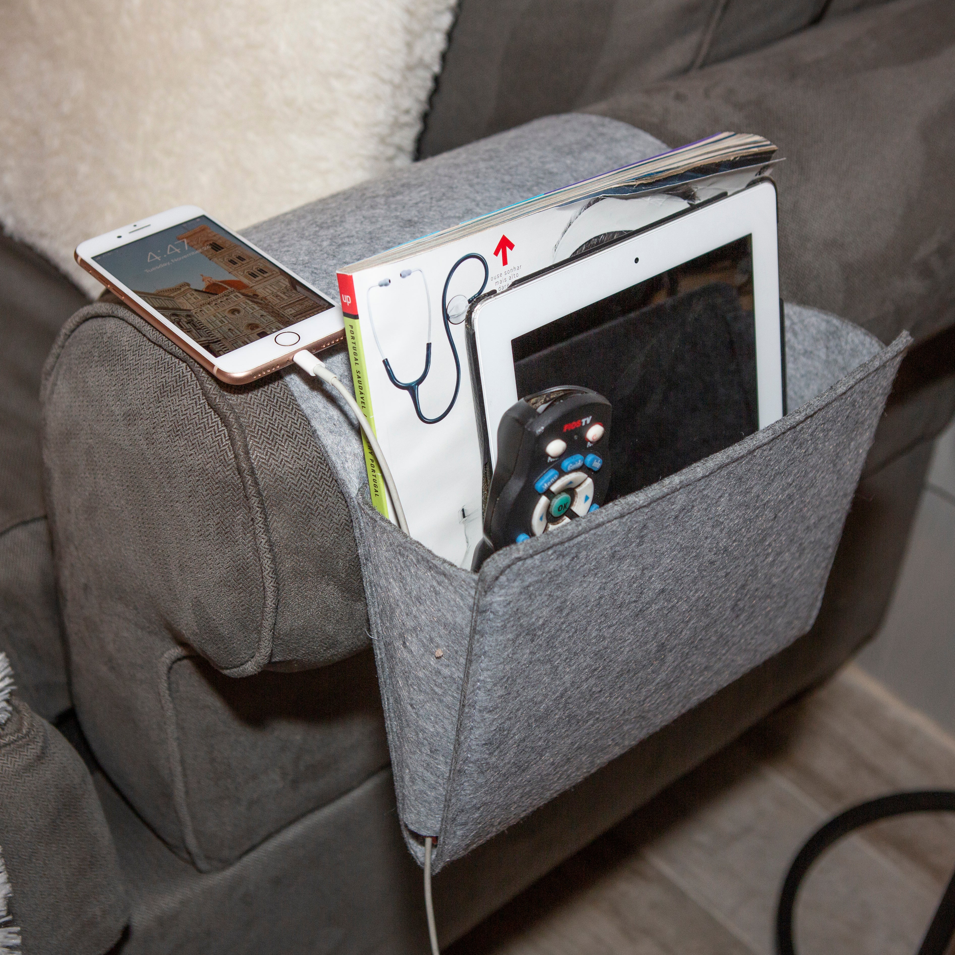 Kikkerland Sofa Pocket Filz Couch-Organizer grau