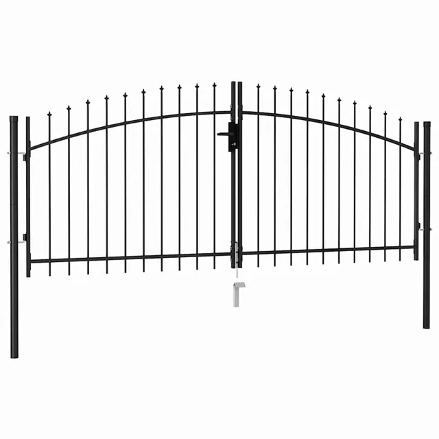 vidaXL Zauntor Stahl Schwarz 299,5x125cm Doppelflügel Tor
