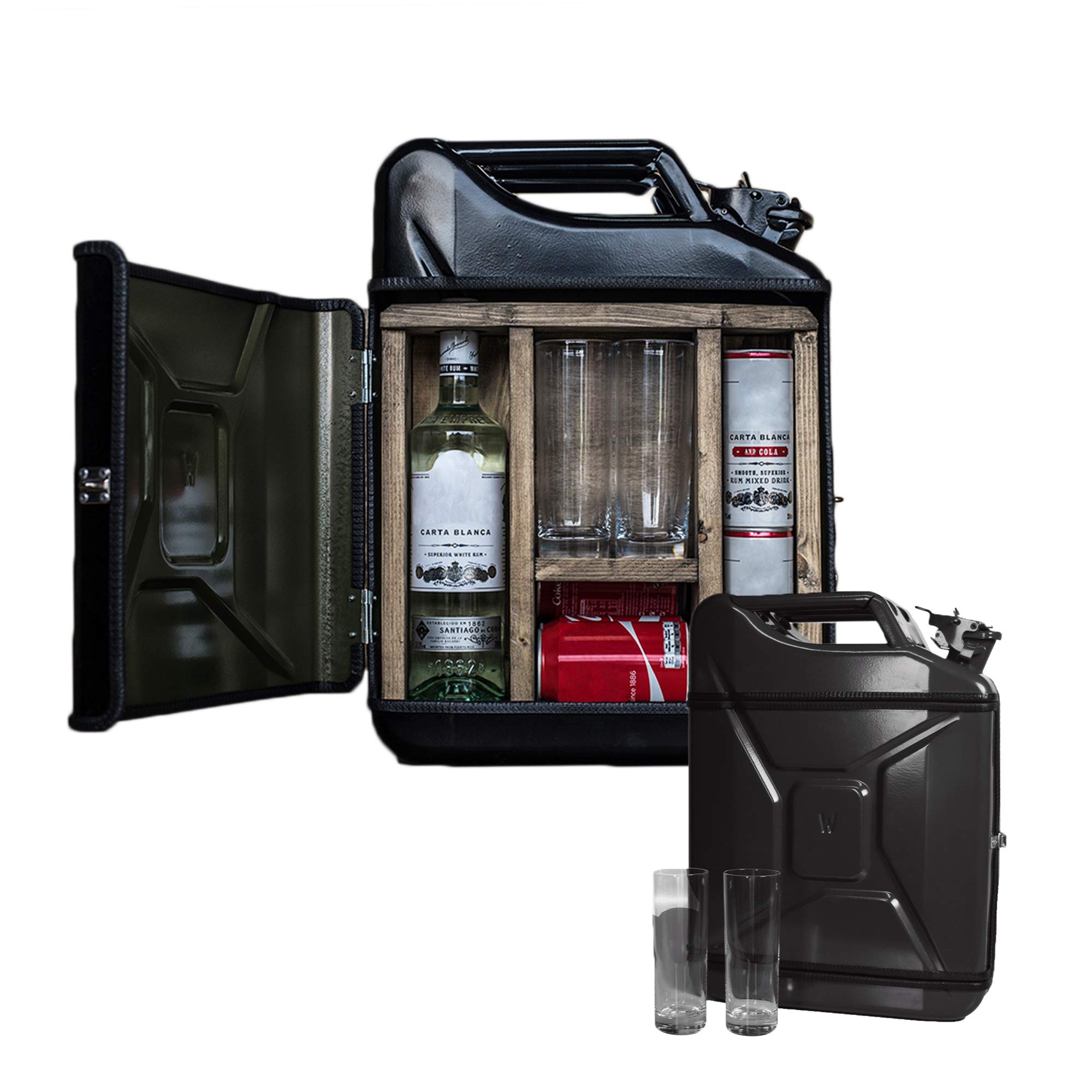Mikamax Jerrycan Mix Drink 20 l Kanisterbar Schwarz mit Gläsern