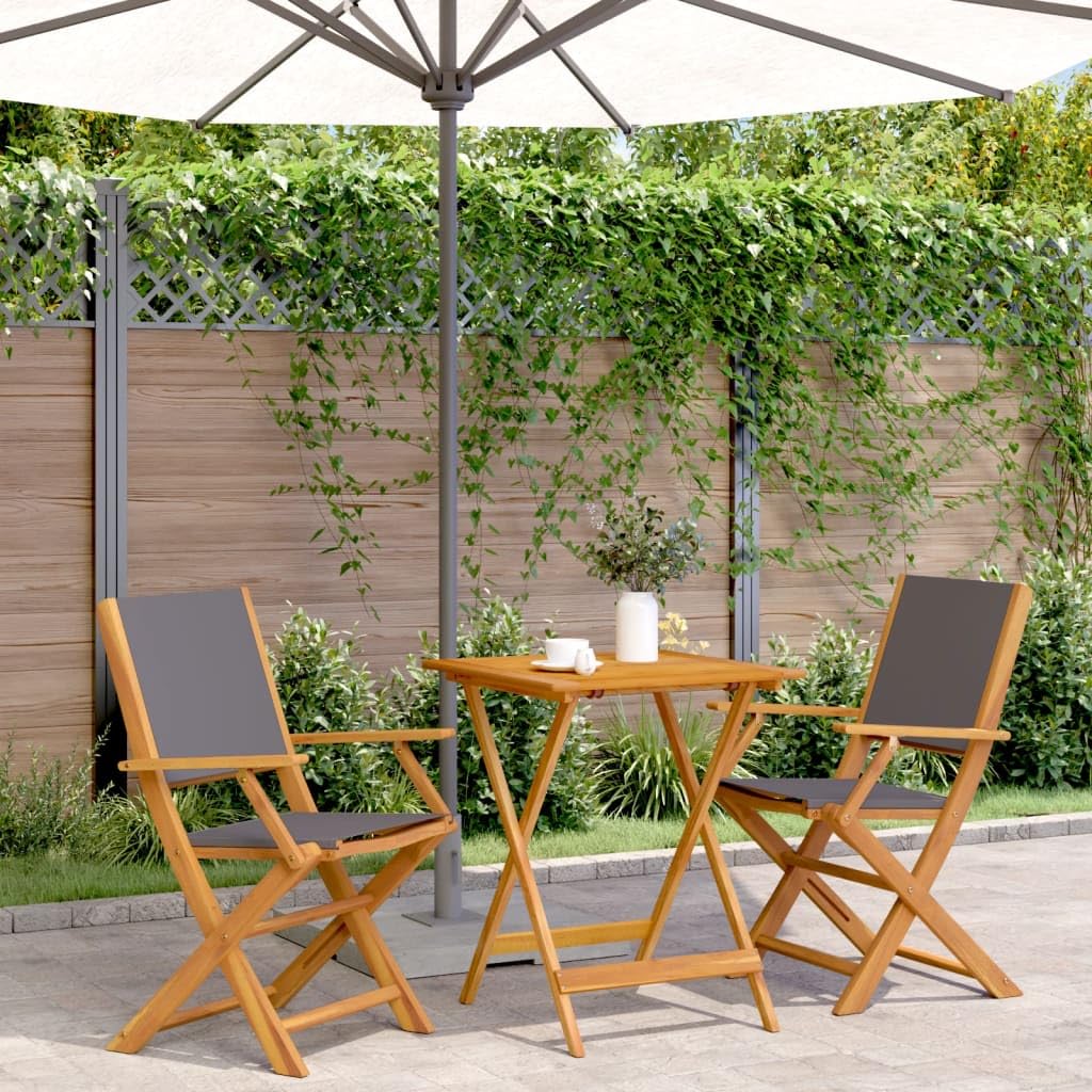 vidaXL Bistro-Set Anthrazit 3-tlg Akazie 60x60 cm klappbar