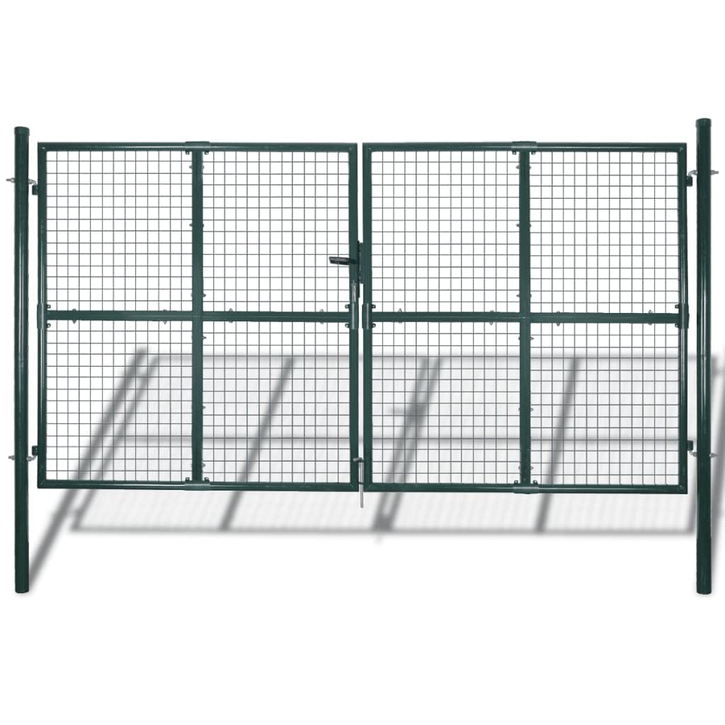 vidaXL Heim & Garten Doppeltor Stahl Schwarz 306x200cm Schloss