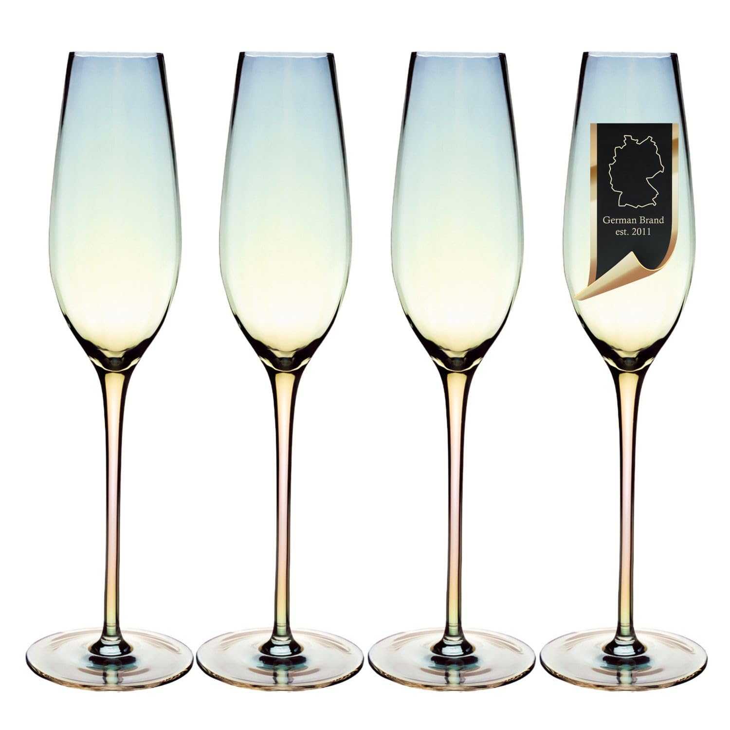 Intirilife Champagnergläser 200 ml 2er Set Regenbogen