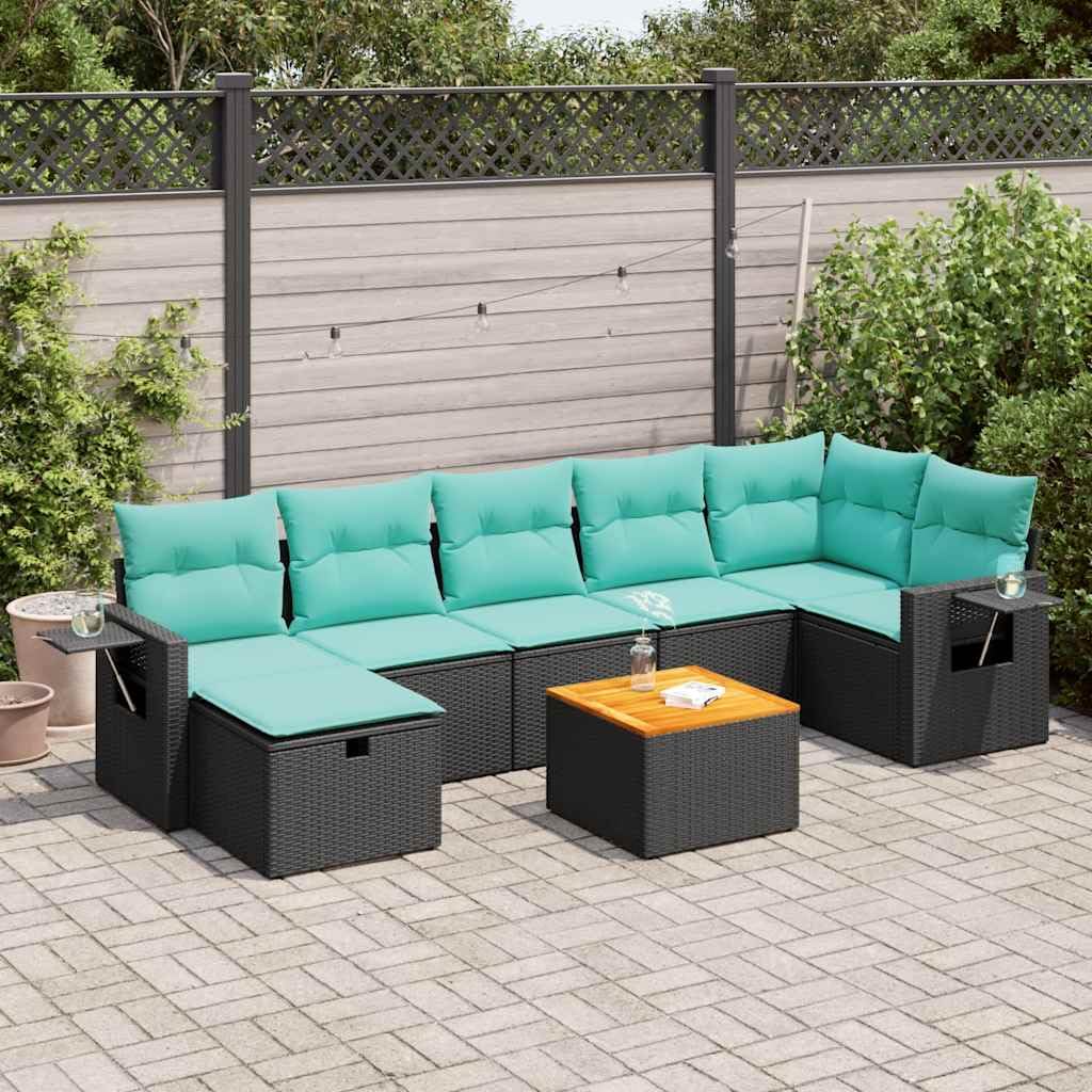 vidaXL Heim & Garten 8-tlg Garten-Sofagarnitur Schwarz Poly Rattan