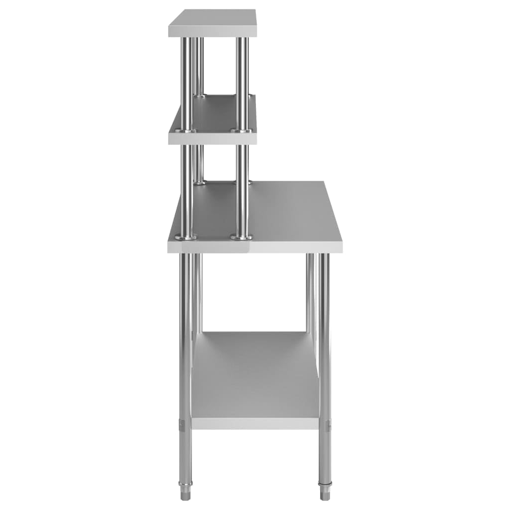 vidaXL Heim & Garten Arbeitstisch 120x60x150 Edelstahl Aufsatz