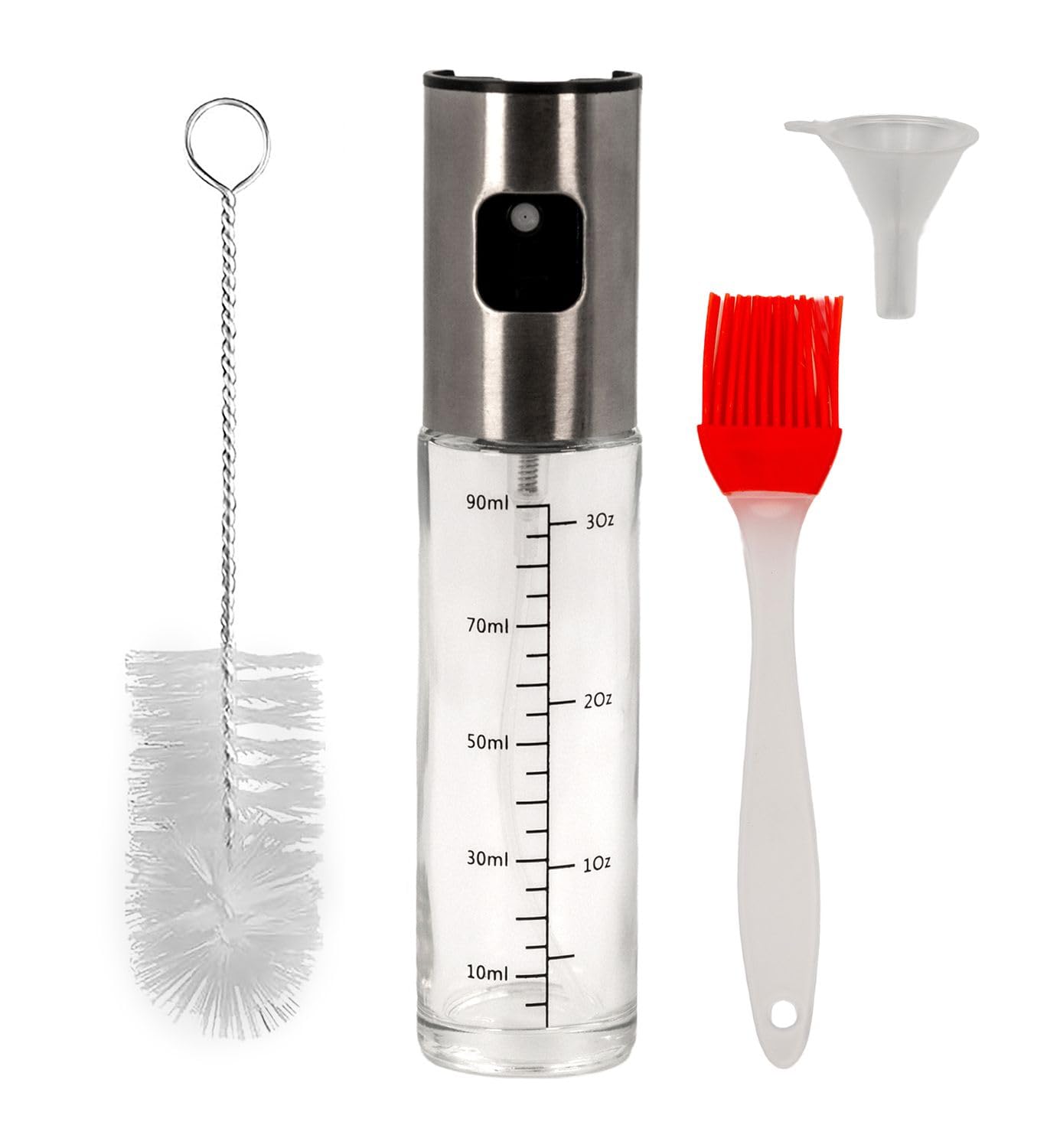 Intirilife Ölsprüher Set 4-teilig 100 ml Glas Edelstahl