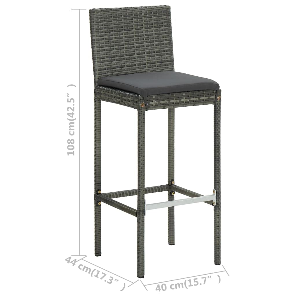 vidaXL Gartenbar-Set 5-tlg. Poly Rattan Grau mit Kissen
