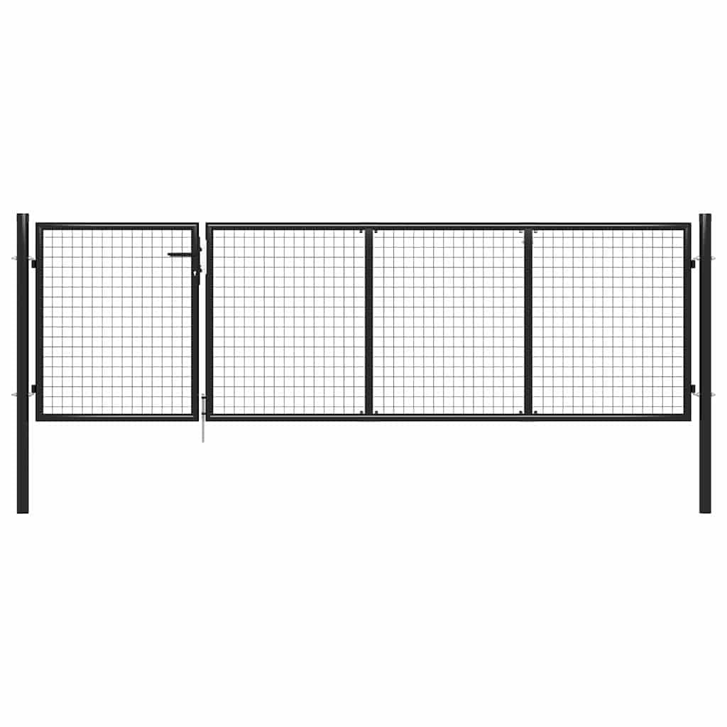 vidaXL Gartentor Stahl 400x75 cm silber mit Schloss