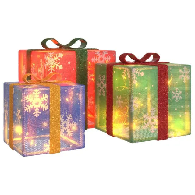 vidaXL Heim & Garten Geschenkboxen 3 Stk. LED Warmweiß