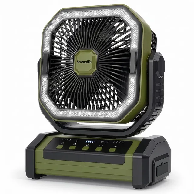 Serenelife Camping Ventilator Akku grün 20000mAh LED USB-C