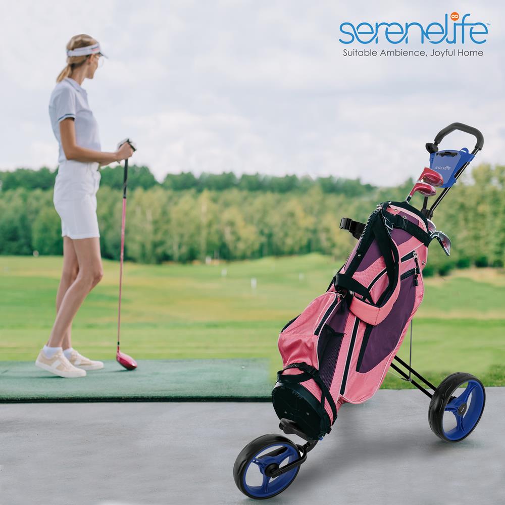 Serenelife Golf Trolley 3 Räder klappbar Stahl mit Bremse