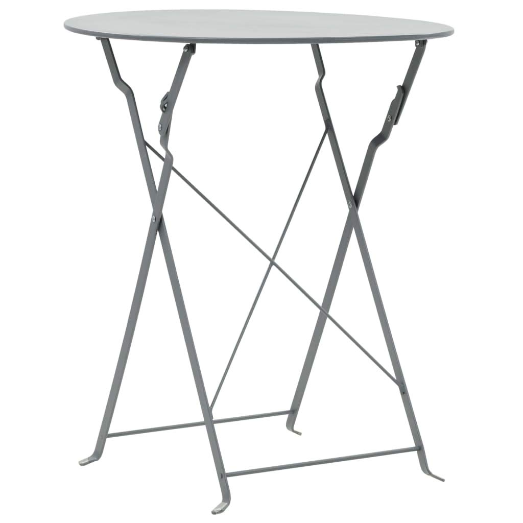 vidaXL Heim & Garten Bistro-Set Stahl Bistroset Grau klappbar