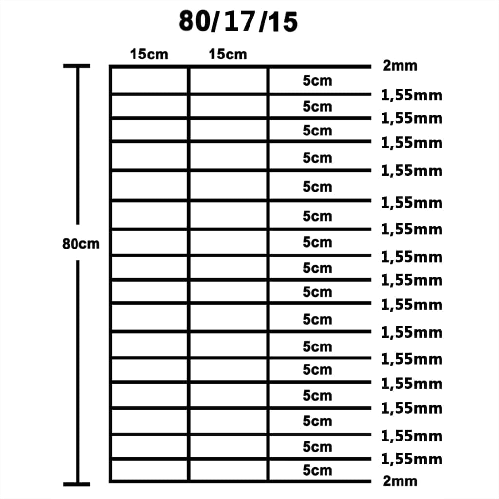 vidaXL Gartenzaun Verzinkt Stahl Silber 50x0,8m