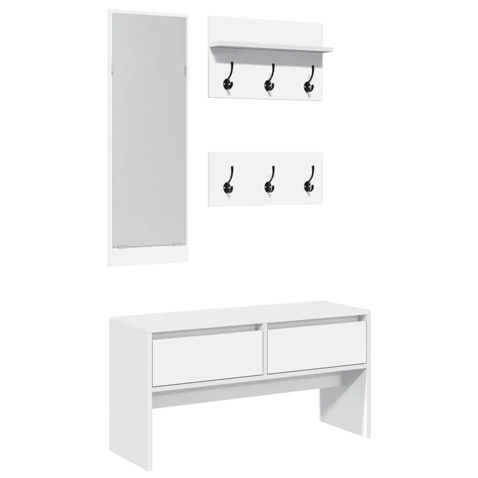 vidaXL Möbel Garderoben-Set 4-tlg weiß Holzwerkstoff