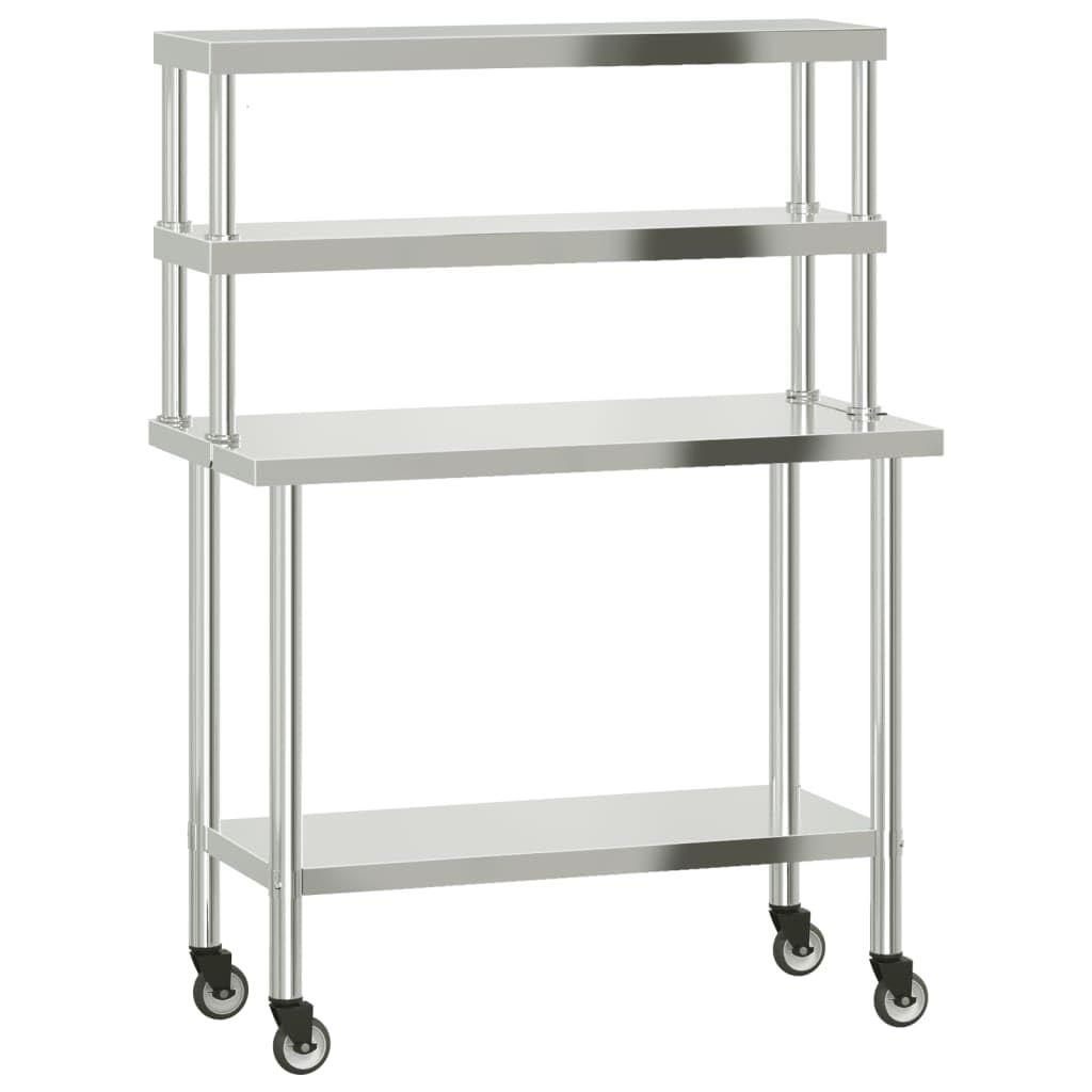 vidaXL Arbeitstisch 110x55x150 Edelstahl mit Rollen