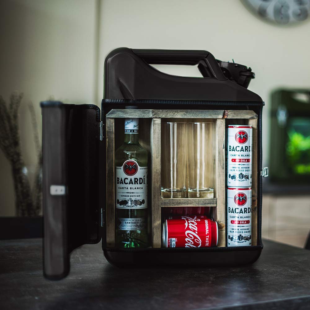 Mikamax Jerrycan Mix Drink 20 l Kanisterbar Schwarz mit Gläsern