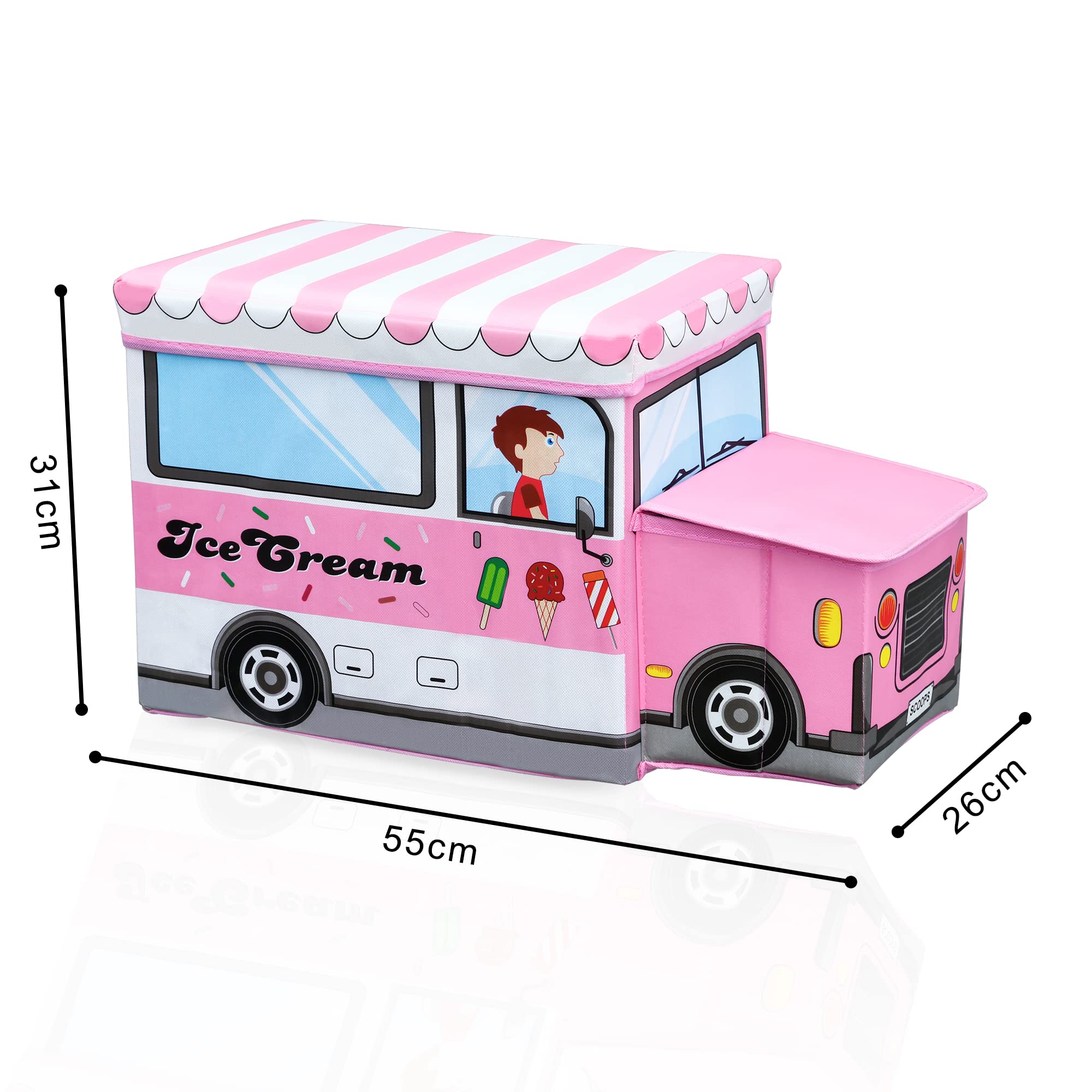 Intirilife Sitzhocker Sitzbank Eiswagen 55x31x26cm Kunstleder