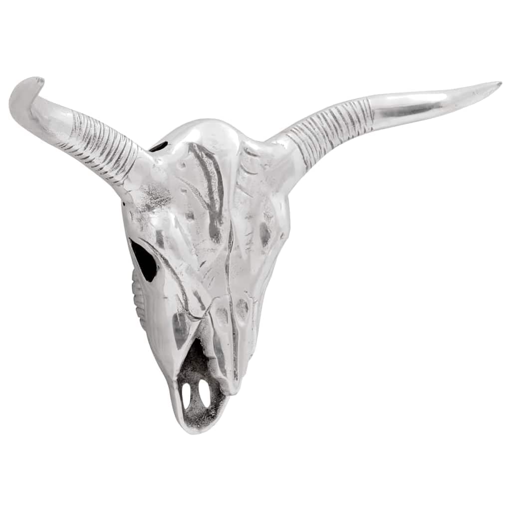 vidaXL Bullenschädel Wandskulptur Silber Aluminium 49 cm
