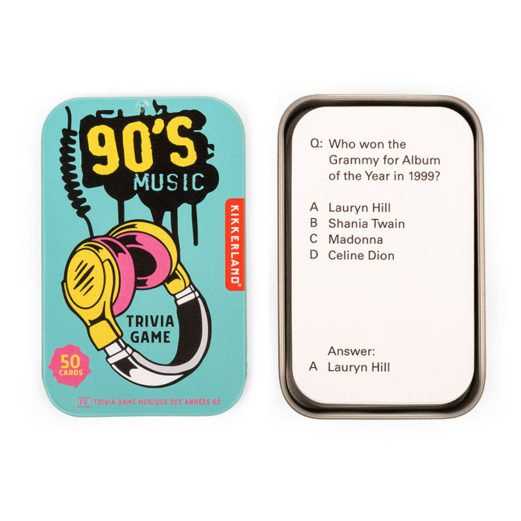 Kikkerland Play 90s Music Trivia Quizspiel 50 Fragen Dose