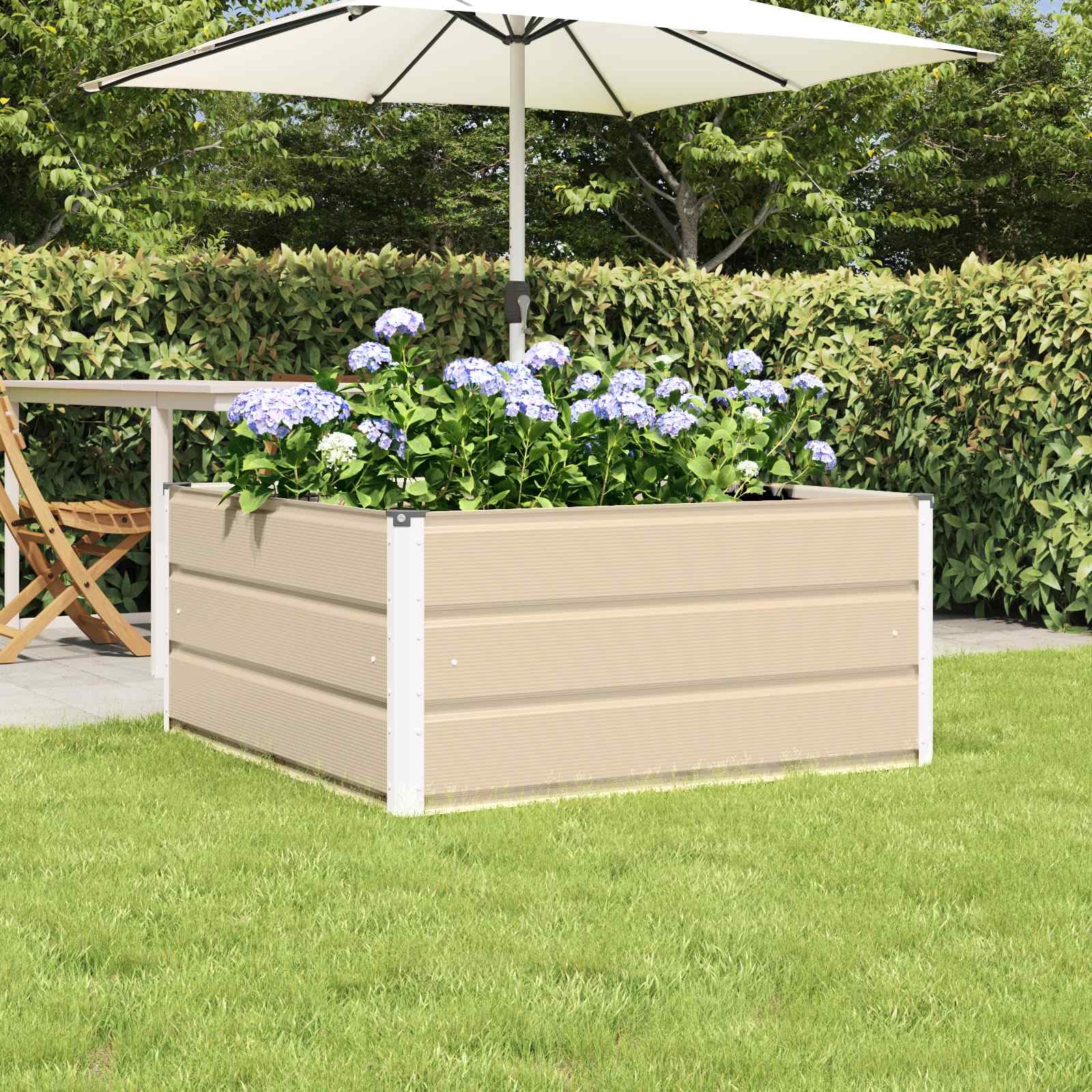 vidaXL Heim & Garten Pflanzkübel 100x100x45 cm Elfenbein Stahl