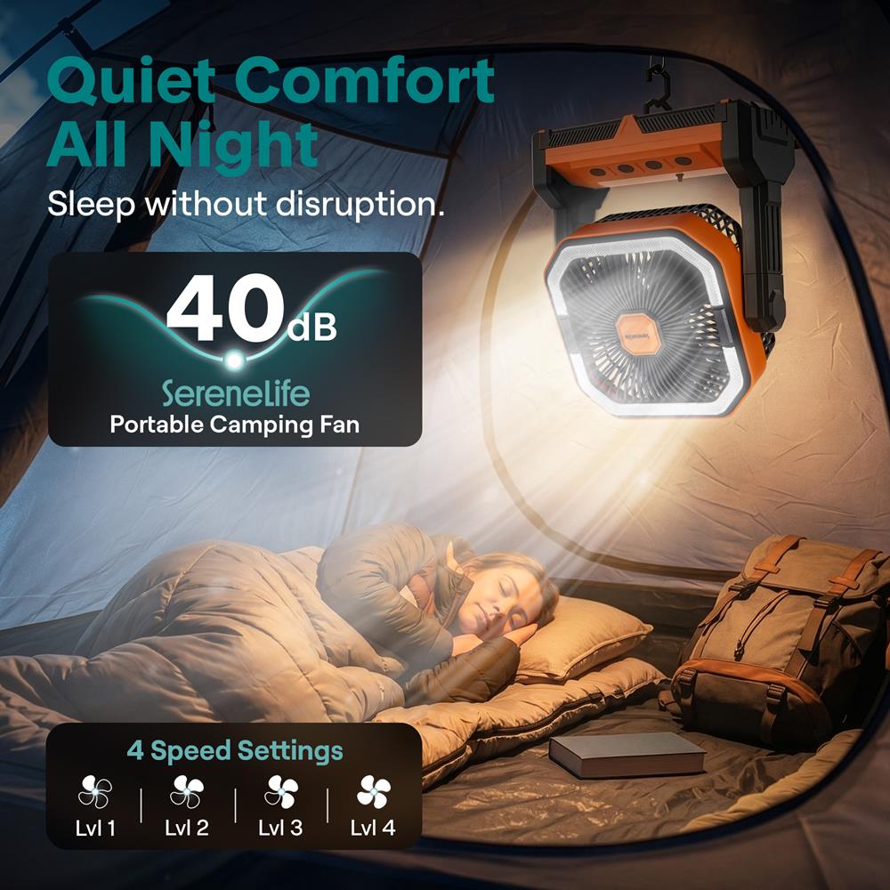 Serenelife Camping Ventilator Orange 20000mAh mit LED