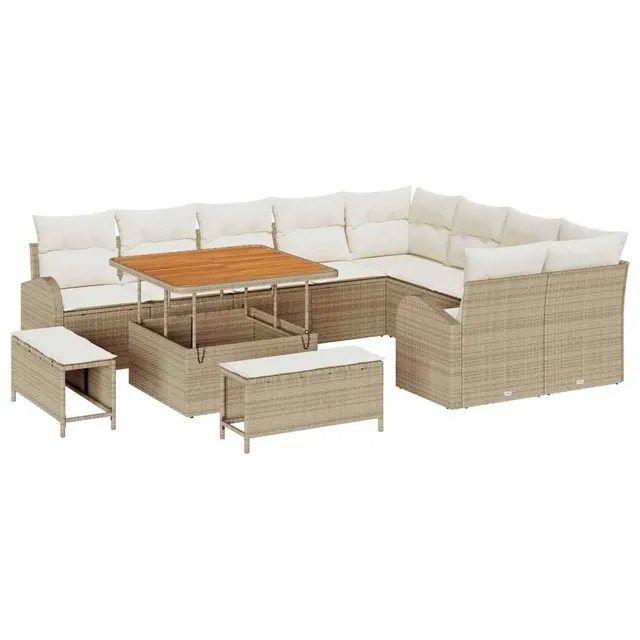 vidaXL Heim & Garten Gartensofa-Set 12-tlg Beige 289x234
