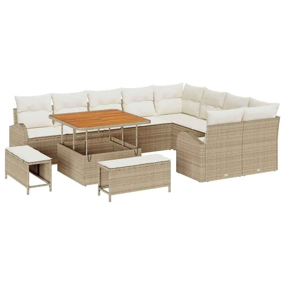 vidaXL Heim & Garten Gartensofa-Set 12-tlg Beige 289x234