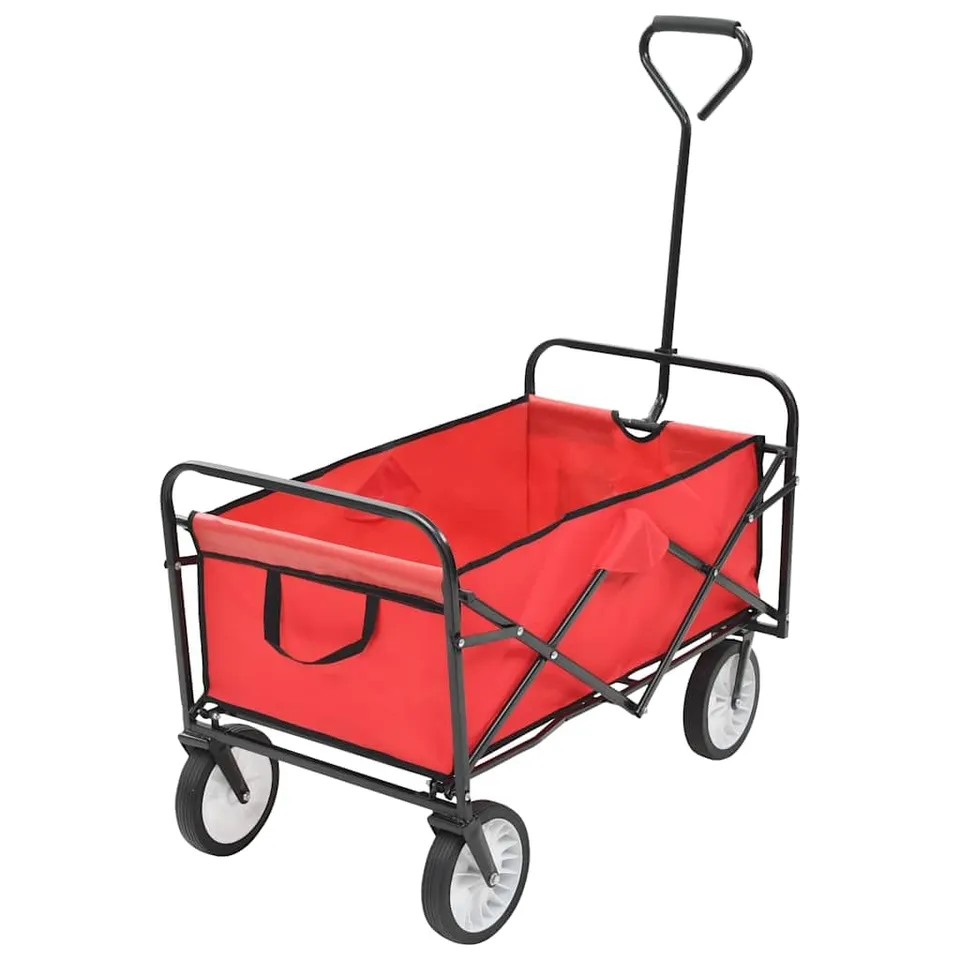 vidaXL Heim & Garten Handwagen klappbar Rot Stahl 75 kg