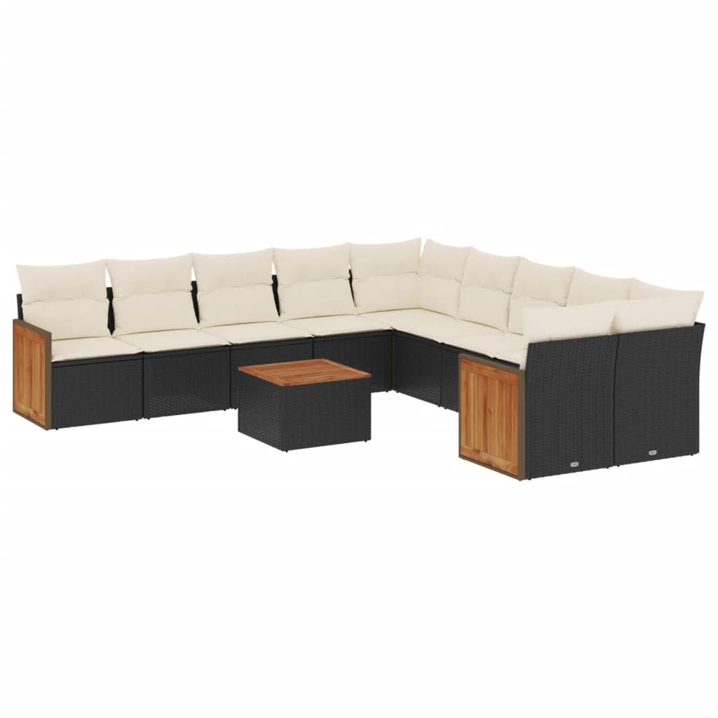 vidaXL Heim & Garten 11-TLG Garten-Sofagarnitur Schwarz Creme