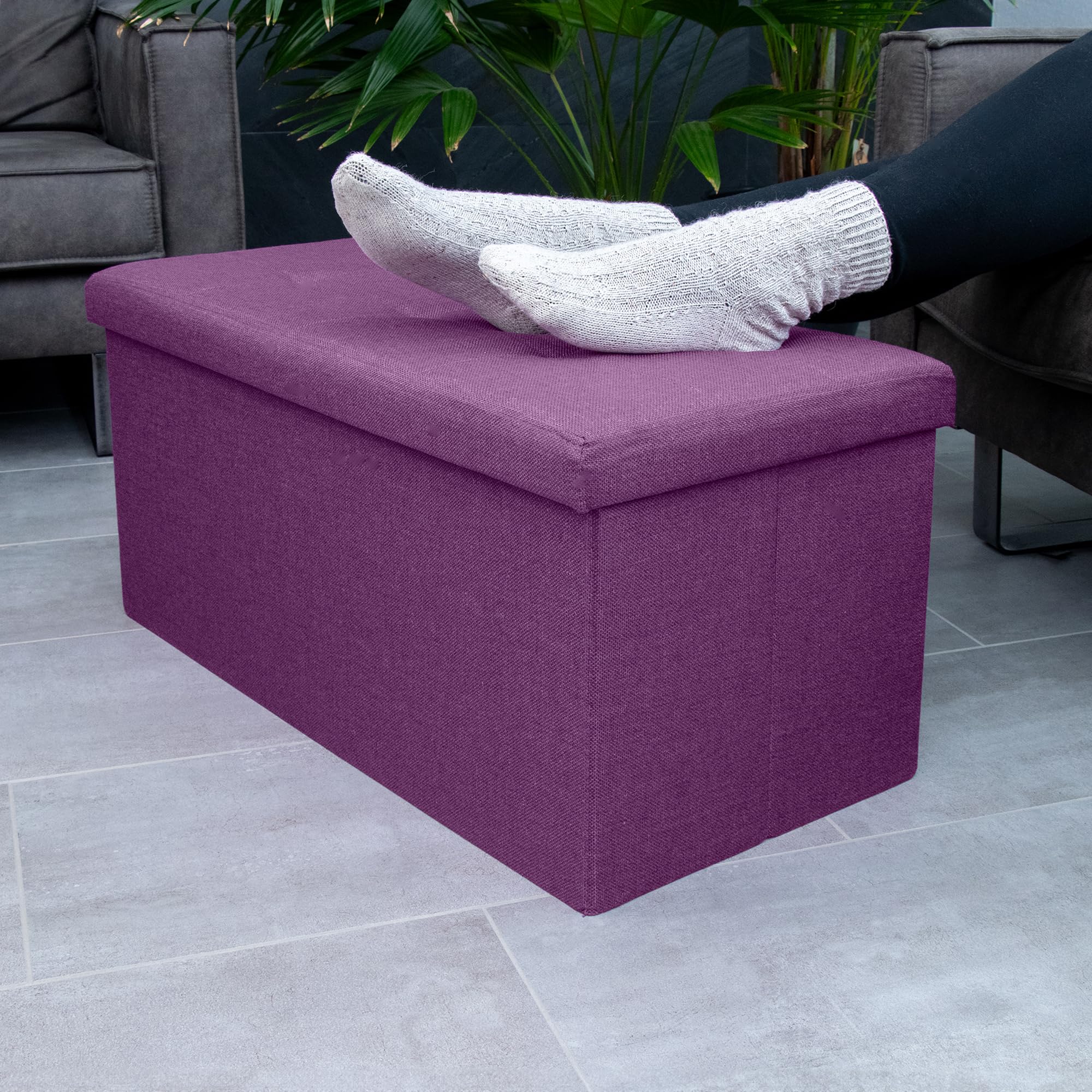 Intirilife Sitzbank 76x38x38 Nebel Lila mit Stauraum Box