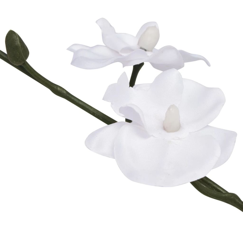 vidaXL Künstliche Orchidee weiß mit Topf 30 cm 9 Blüten