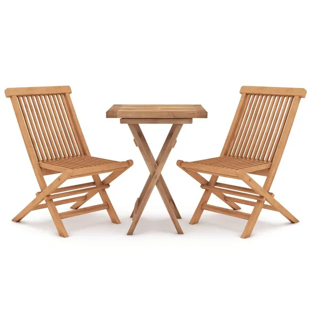vidaXL 3-tlg. Garten-Essgruppe Teak Massivholz klappbar