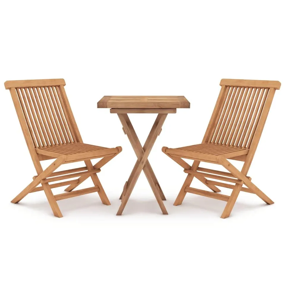 vidaXL 3-tlg. Garten-Essgruppe Teak Massivholz klappbar