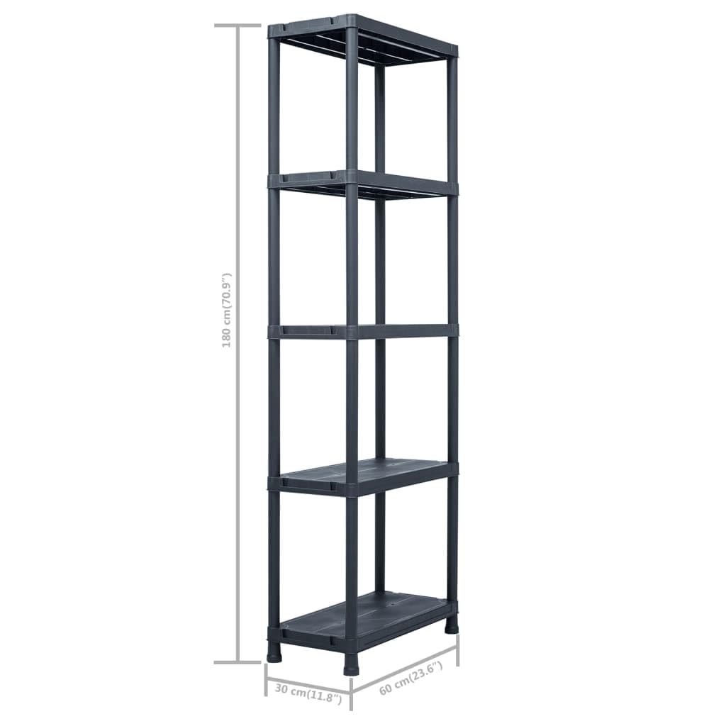 vidaXL Lagerregal 2er-Set 60x30x180 cm Kunststoff schwarz