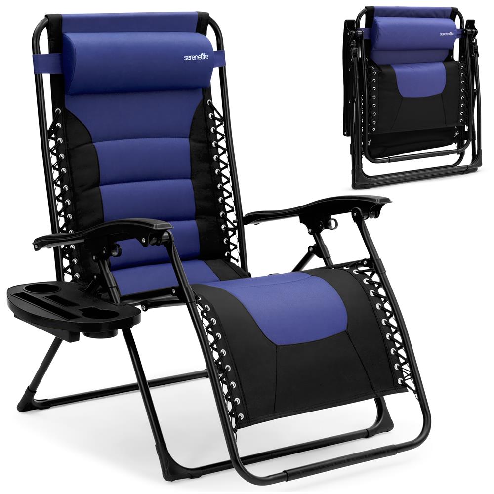 Serenelife Furniture Zero Gravity Liegestuhl blau klappbar