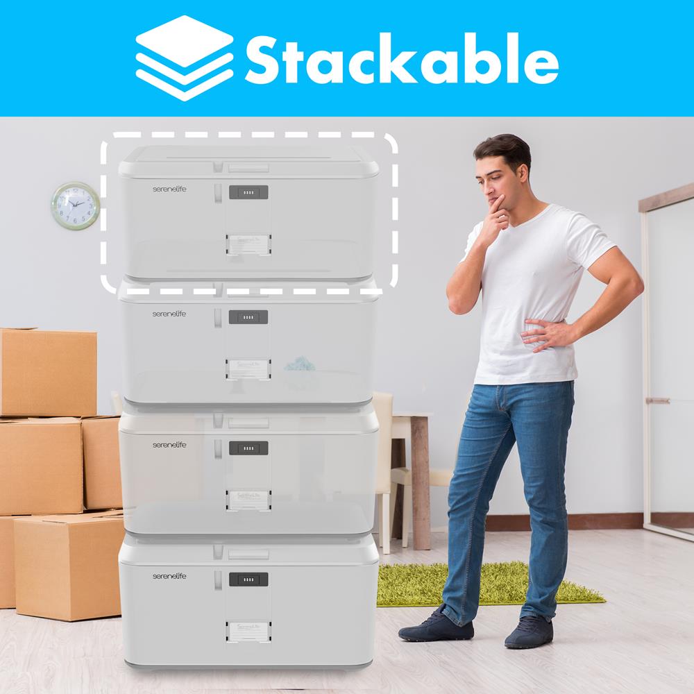 Serenelife Storage Aufbewahrungsbox Schloss weiß 79 L