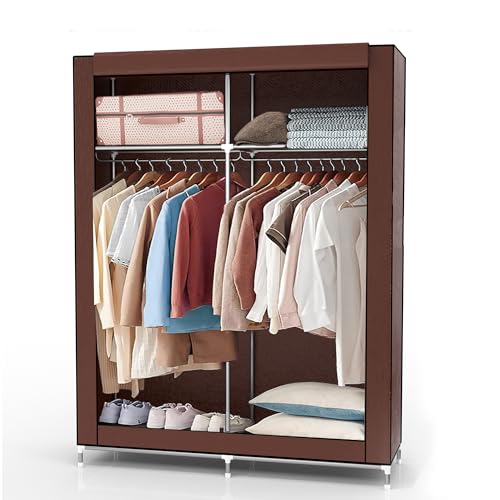 Intirilife Faltschrank 108x45x170 cm Stoffschrank Braun