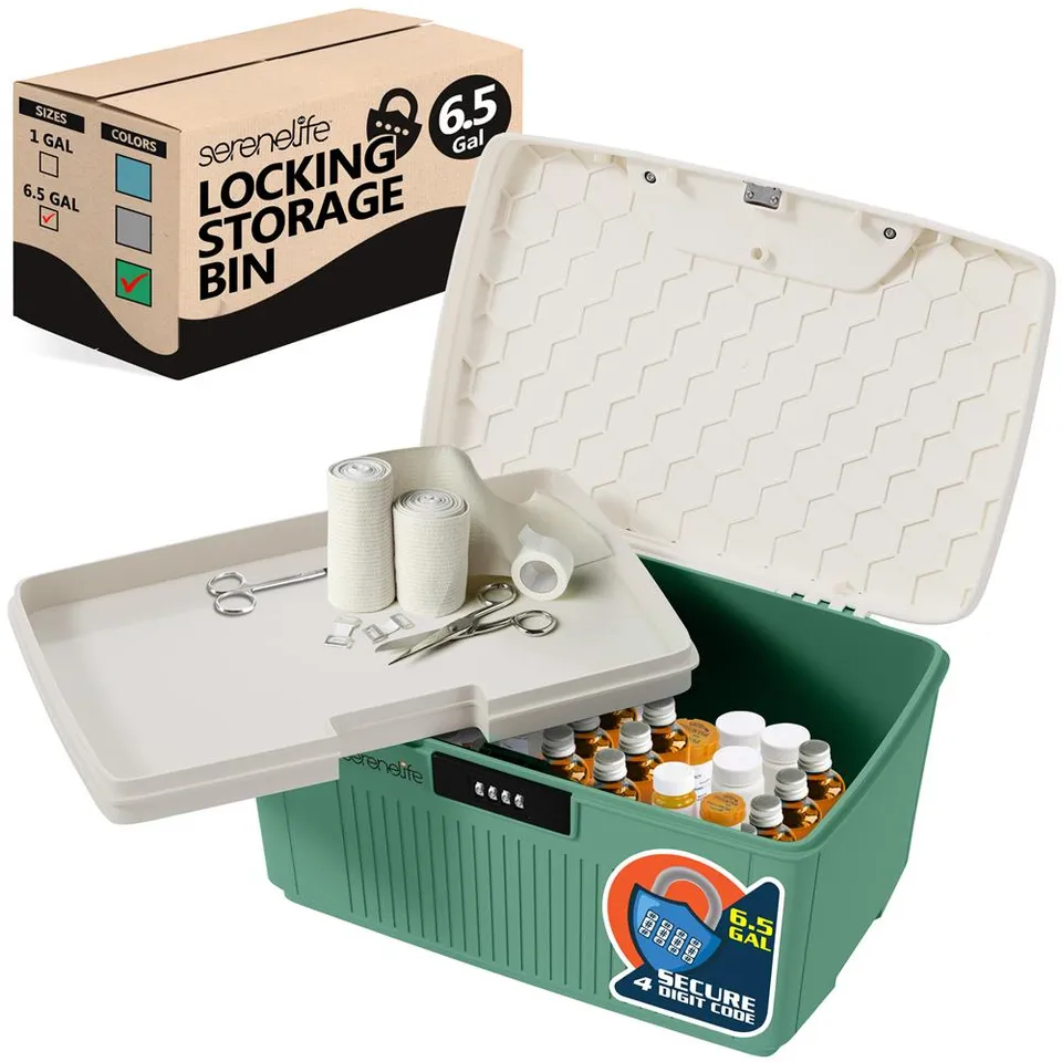 Serenelife Storage Aufbewahrungsbox 25L grün abschließbar