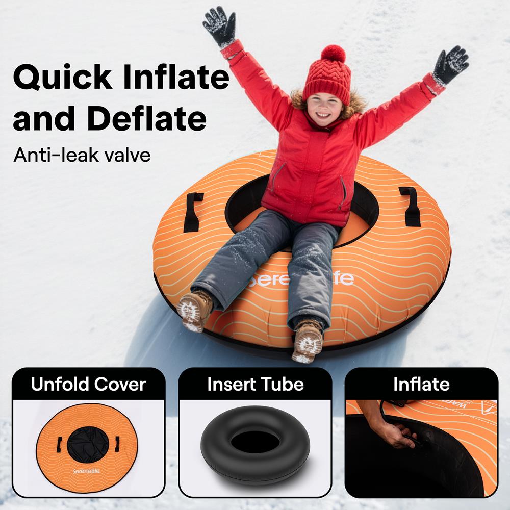Serenelife Snow Tube Schlitten 40 Zoll Orange 113kg